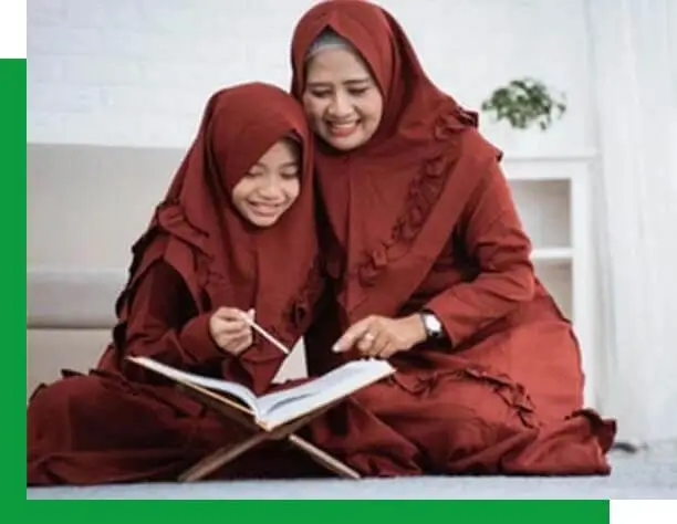 Female Quran teacher teaching Quran to a child